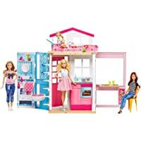 Mattel DVV48 Barbie - Casa con Muñeca y Accesorios- Dos Pisos- Plegable- Multicolor- Color-Modelo Surtido